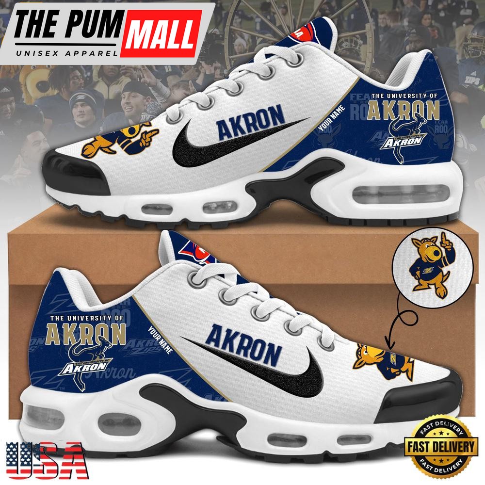 NCAA Akron Football Mascot Symbol Custom Name New Design Air Max Plus Shoes