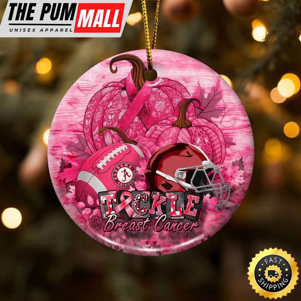 NCAA Alabama Crimson Tide Breast Cancer And Sport Team Ceramic Ornament Limited Edition