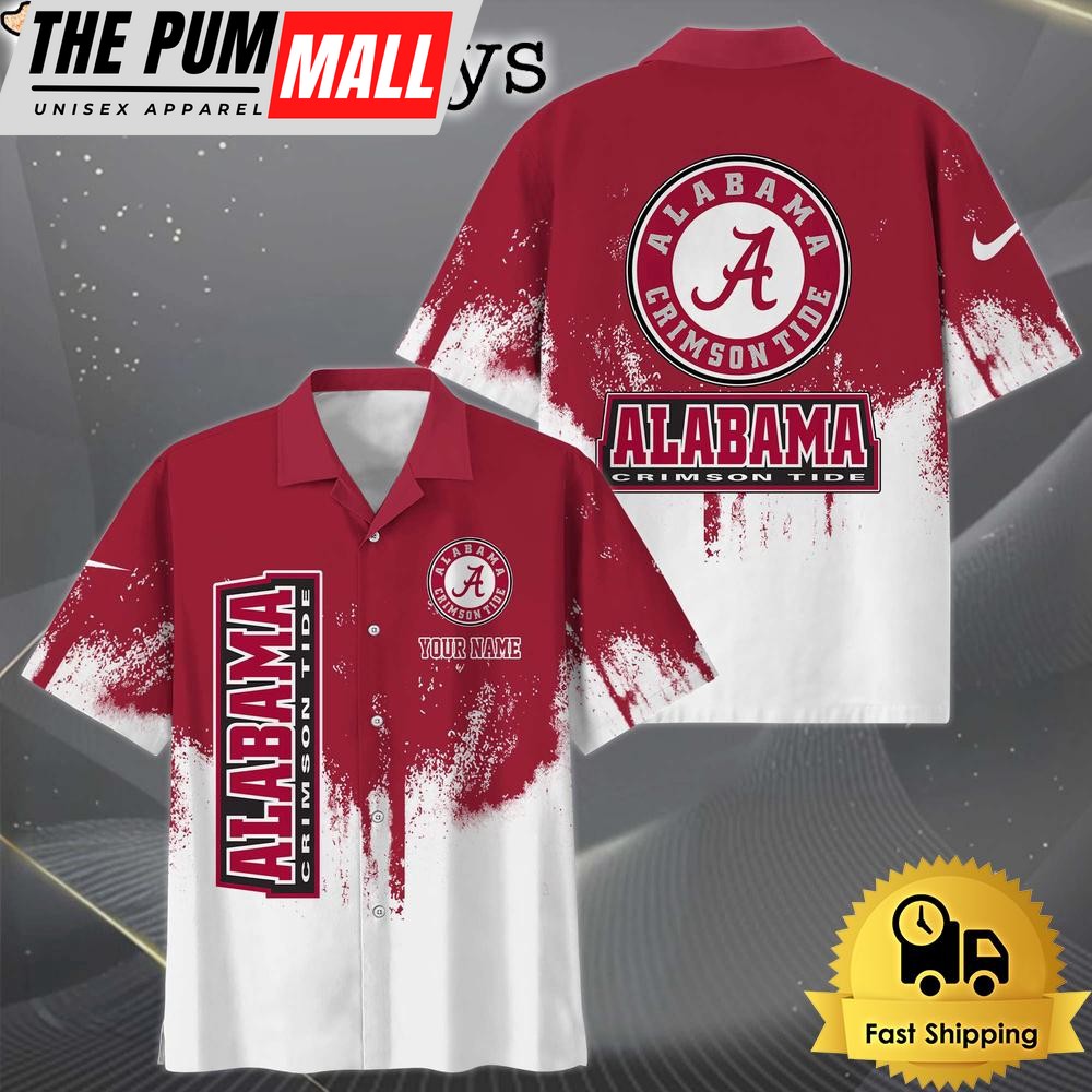 NCAA Alabama Crimson Tide Custom Paint Splatter Logo Hawaiian Shirt