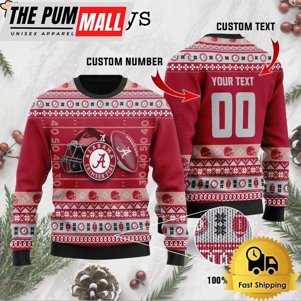 NCAA Alabama Crimson Tide Football Helmet Custom Ugly Christmas Sweater