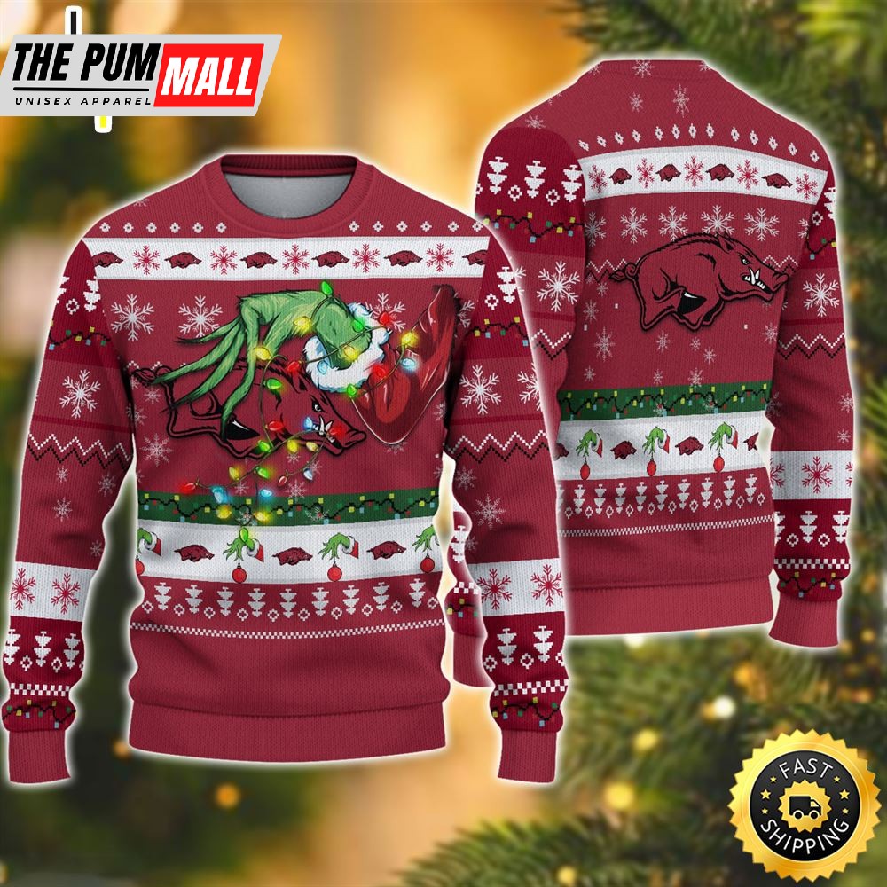 NCAA Arkansas Razorbacks Grinch Christmas Ugly Sweater