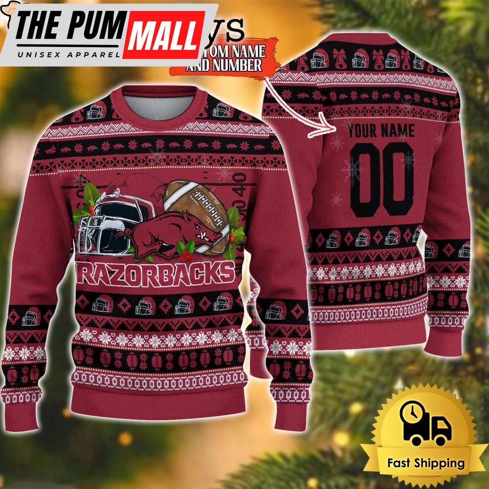 NCAA Arkansas Razorbacks Logo Football Ugly Christmas Sweater