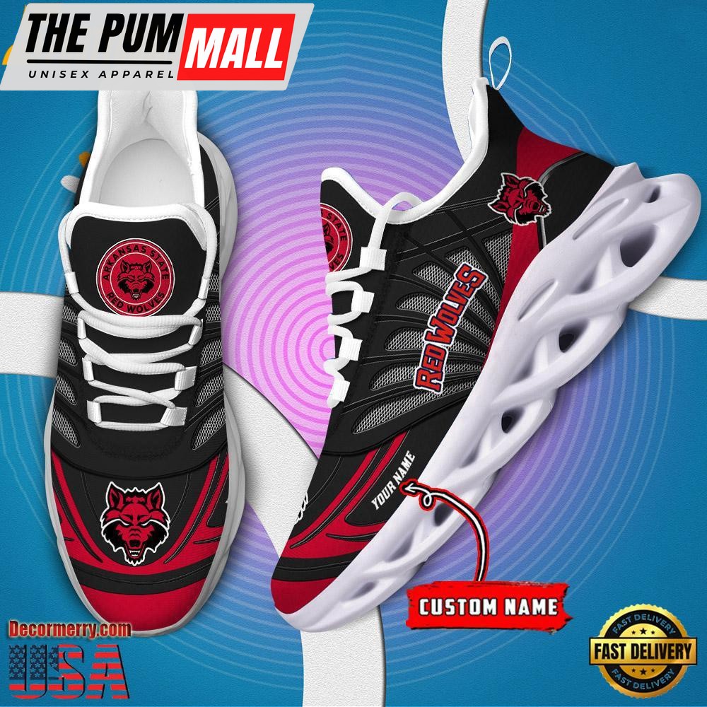 NCAA Arkansas State Red Wolves Custom Name Design Max Soul Shoes Sneaker