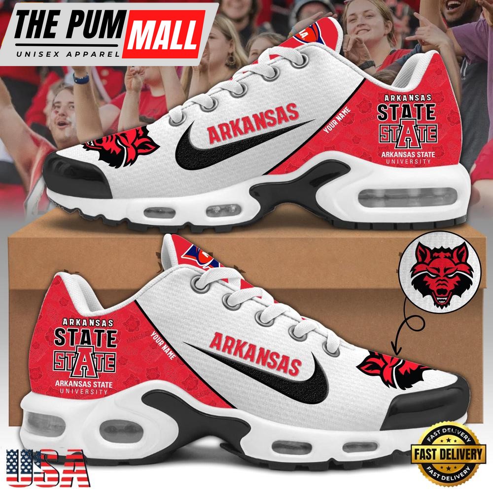NCAA Arkansas State Red Wolves Football Mascot Symbol Custom Name New Design Air Max Plus Shoes