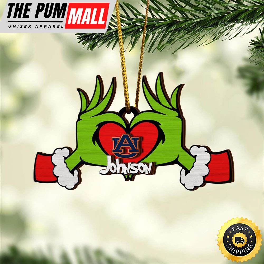 NCAA Auburn Tigers And Grinch Christmas Ornament Custom Your Name Limited Edition