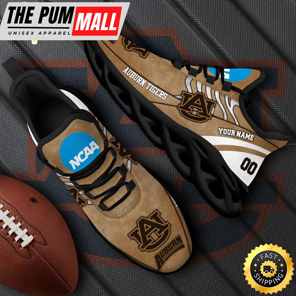 NCAA Auburn Tigers Black Max Soul Shoes, White Max Soul Shoes Custom Your Name And Number