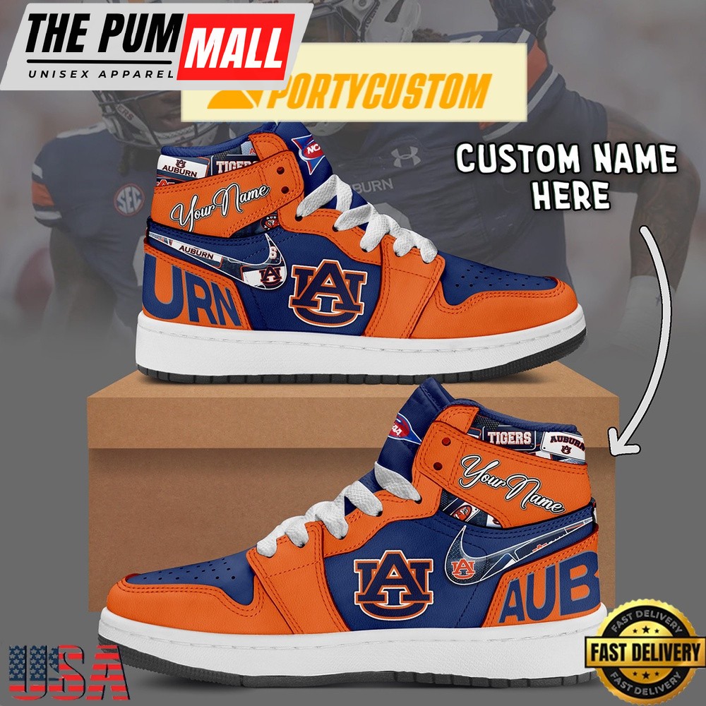 NCAA Auburn Tigers Custom Name Air Jd 1 Shoes Running Sneakers For Men Women
