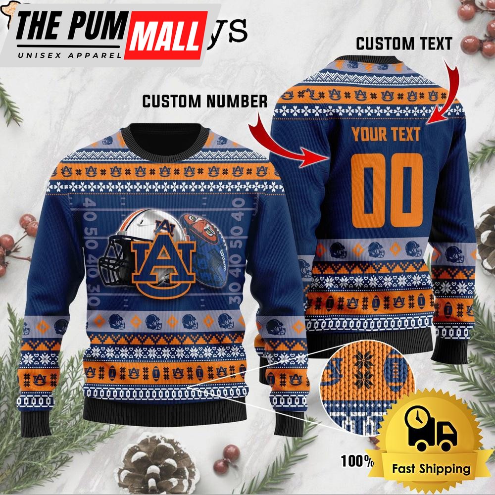 NCAA Auburn Tigers Football Helmet Custom Ugly Christmas Sweater