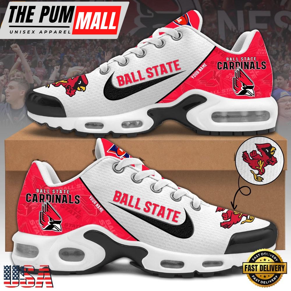 NCAA Ball State Football Mascot Symbol Custom Name New Design Air Max Plus Shoes