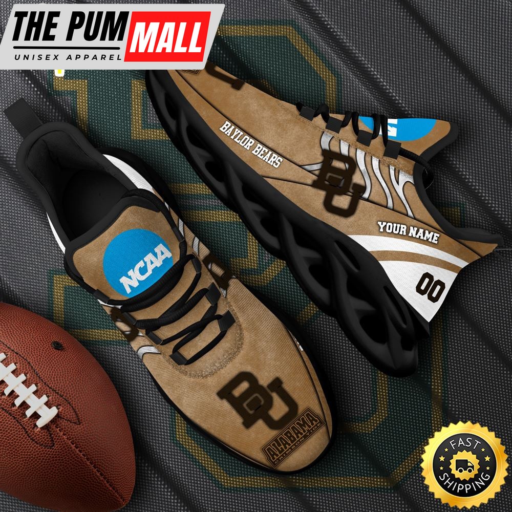 NCAA Baylor Bears Black Max Soul Shoes, White Max Soul Shoes Custom Your Name And Number