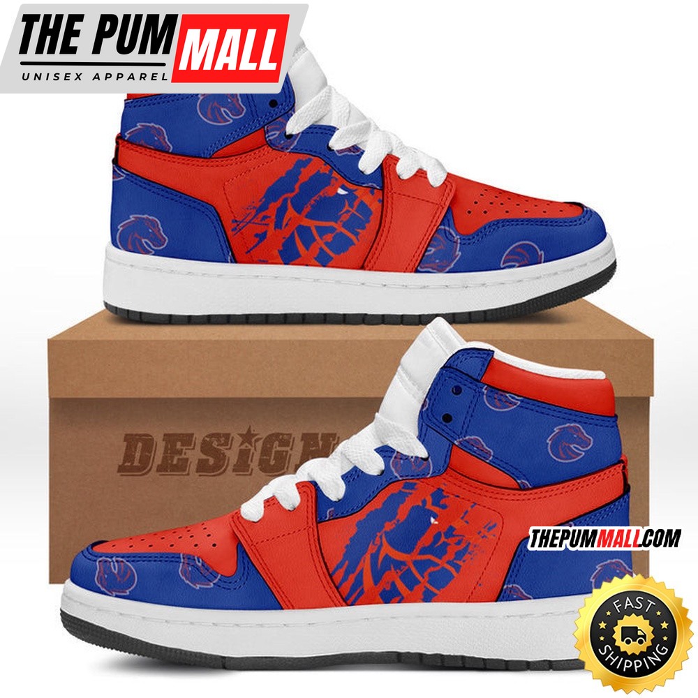 NCAA Boise State Broncos Blue Orange Scratch Air Jd 1 High Sneakers