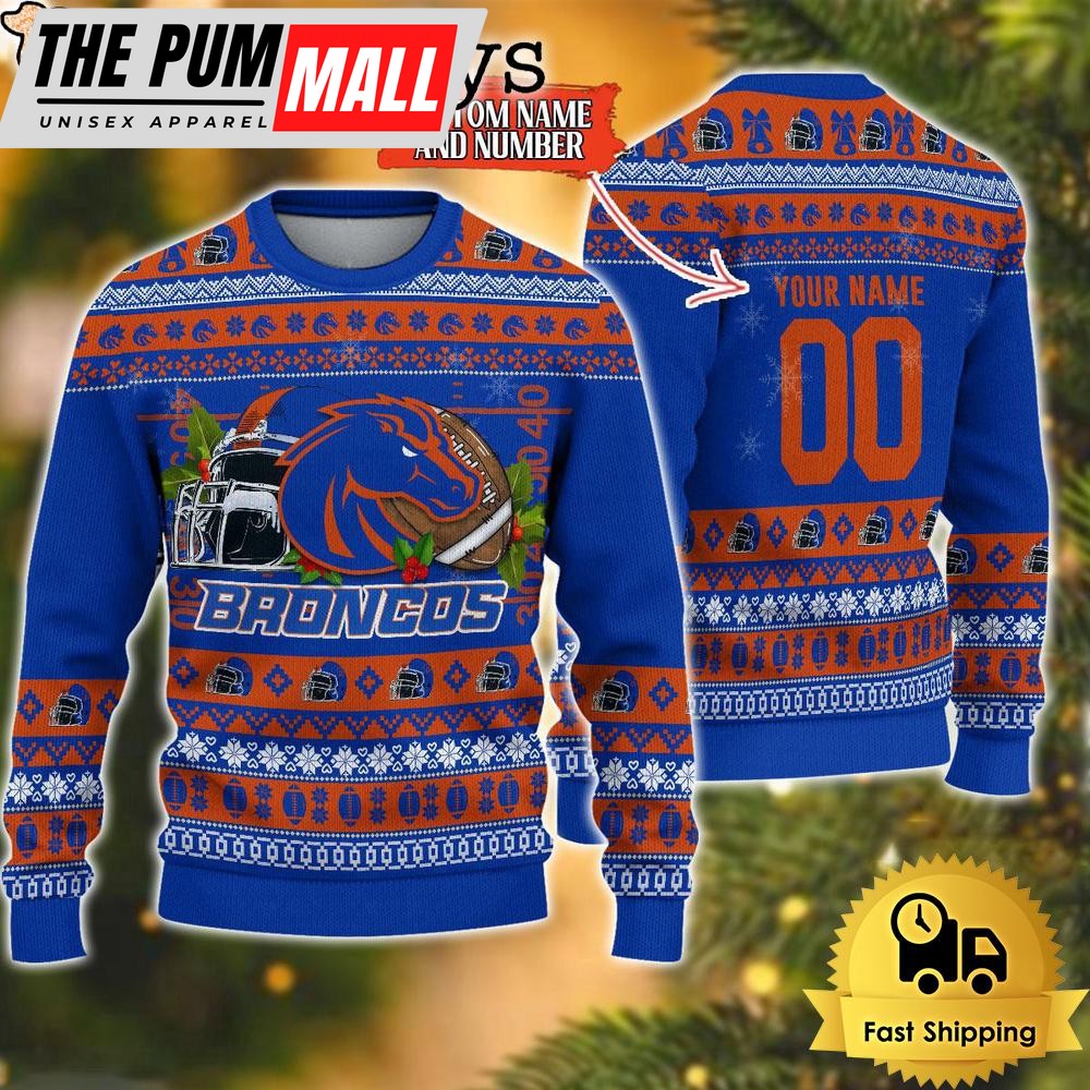 NCAA Boise State Broncos Logo Football Ugly Christmas Sweater