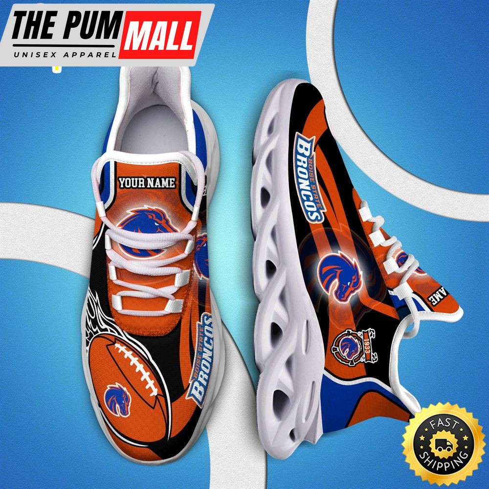 NCAA Boise State Broncos White C Sneakers Personalized Your Name