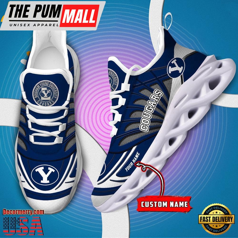 NCAA BYU Cougars Custom Name Design Max Soul Shoes Sneaker
