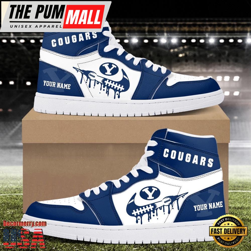 “NCAA BYU Cougars Grunge Style Custom Air Jd 1 Shoes , Running Sneakers Shoes”