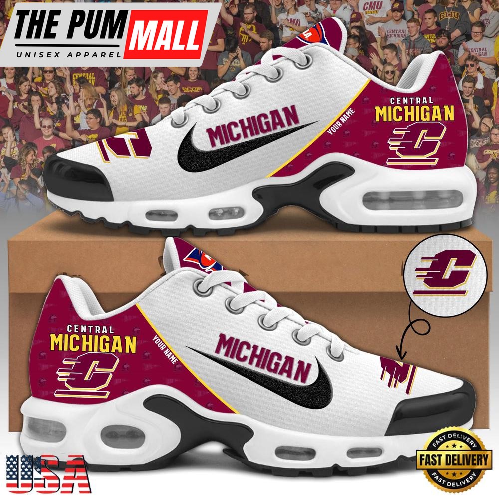 NCAA Central Michigan Football Mascot Symbol Custom Name New Design Air Max Plus Shoes
