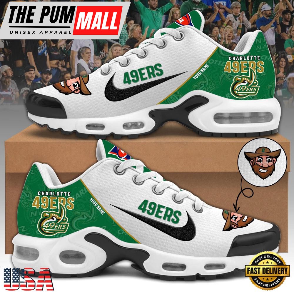 NCAA Charlotte 49Ers Football Mascot Symbol Custom Name New Design Air Max Plus Shoes