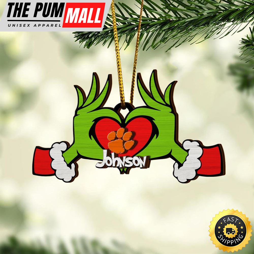 NCAA Clemson Tigers And Grinch Christmas Ornament Custom Your Name Limited Edition