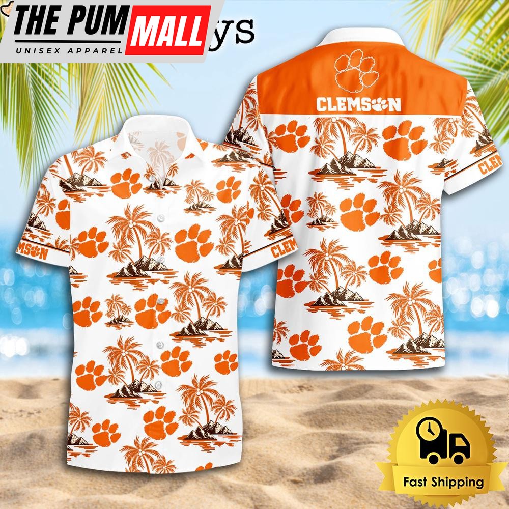 NCAA Clemson Tigers Coconut Island Logo Hawaiian Shirts