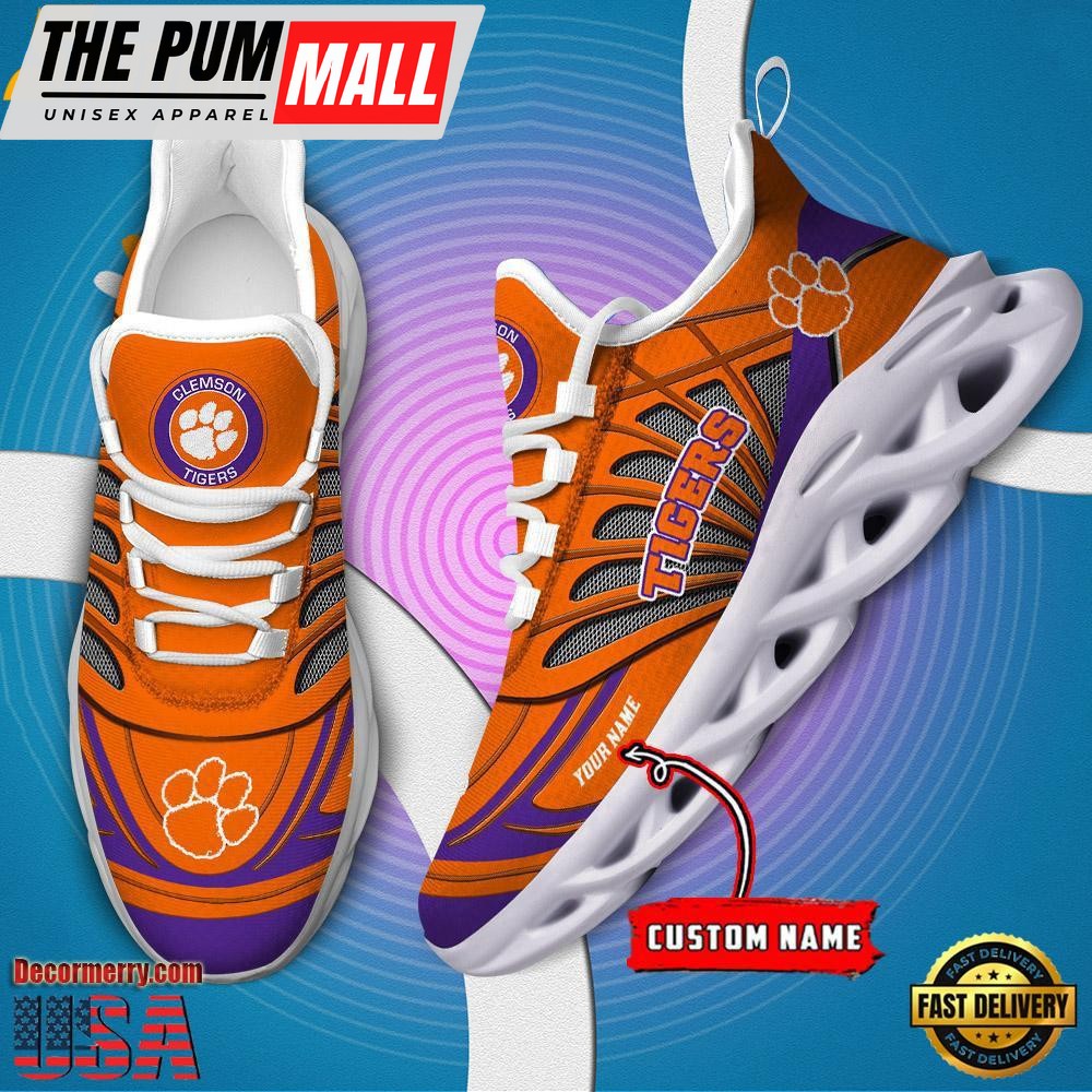 NCAA Clemson Tigers Custom Name Design Max Soul Shoes Sneakers