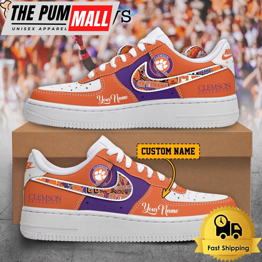 NCAA Clemson Tigers Football Logo New Limited Design Custom Air Force 1 Shoes