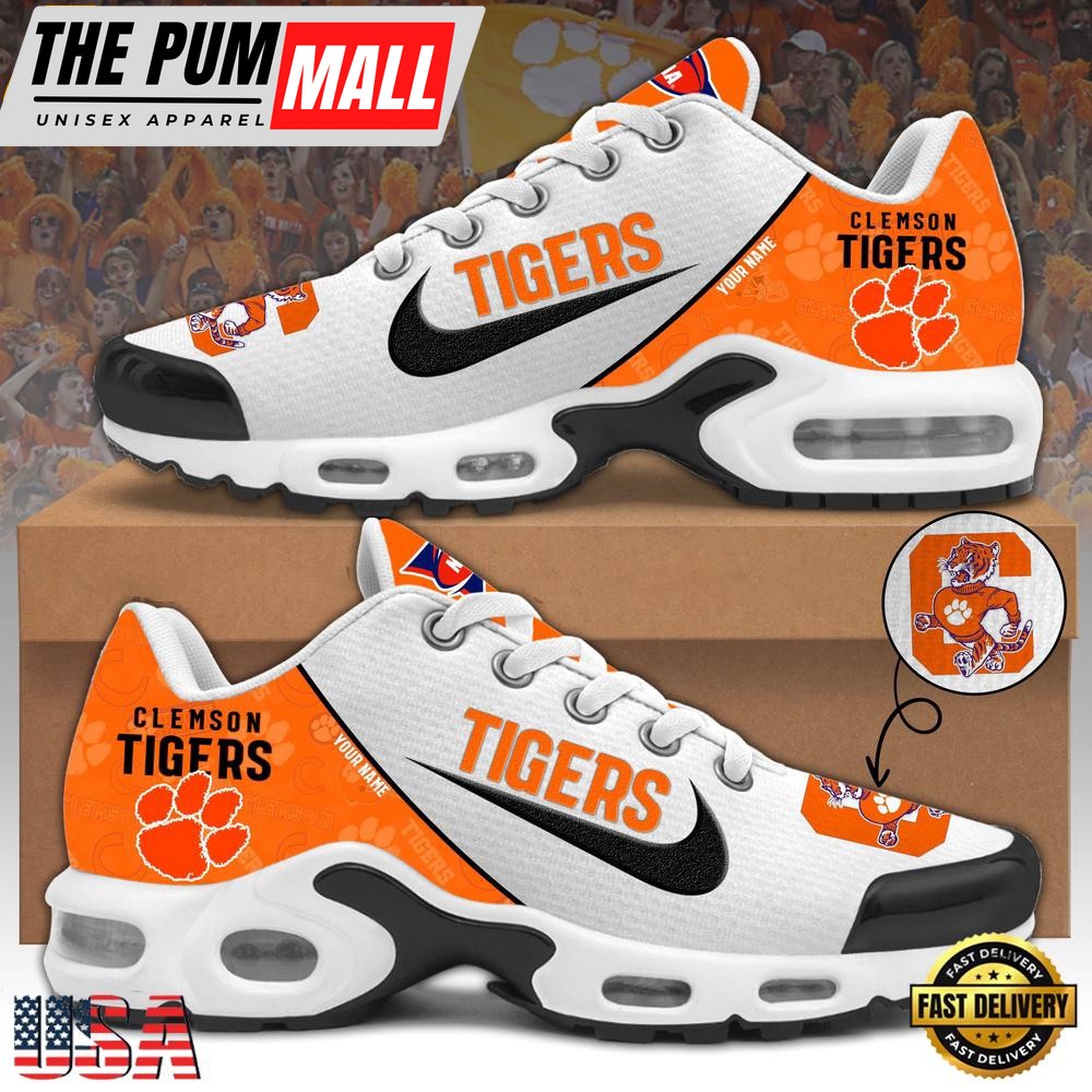 NCAA Clemson Tigers Football Mascot Symbol Custom Name New Design Air Max Plus Shoes