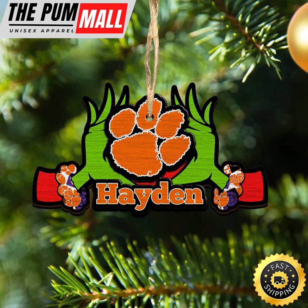 NCAA Clemson Tigers Grinch Christmas Ornament Personalized Your Name Limited Edition