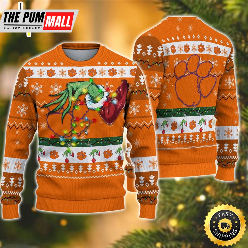 NCAA Clemson Tigers Grinch Christmas Ugly Sweater