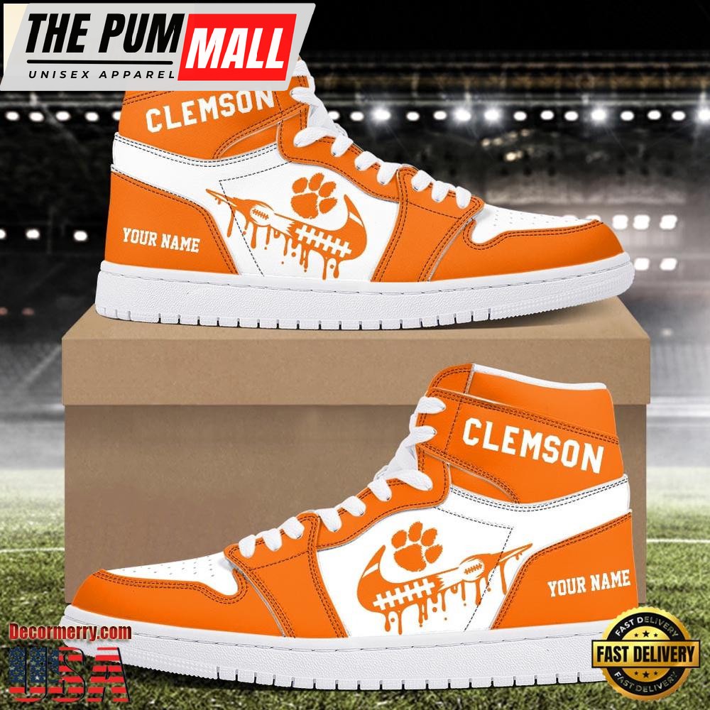 NCAA Clemson Tigers Grunge Style Custom Air Jd 1 Shoes , Running Sneakers Shoes
