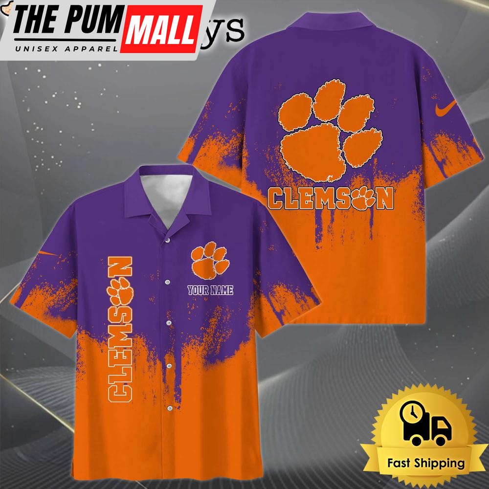 NCAA Clemson Tigers Paint Splatter Custom Hawaiian Shirt
