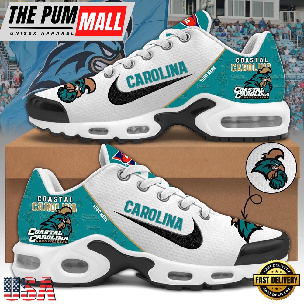 NCAA Coastal Carolina Chanticleers Football Mascot Symbol Custom Name New Design Air Max Plus Shoes