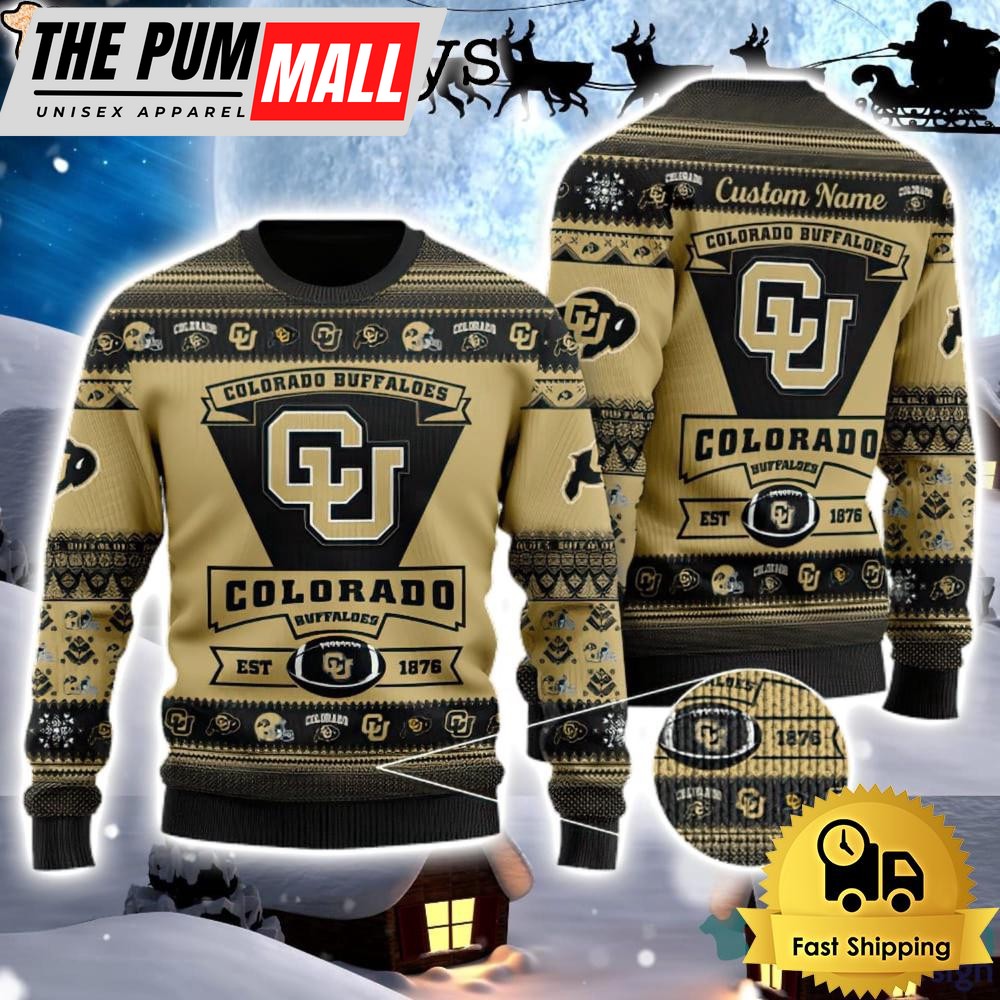NCAA Colorado Buffaloes Logo Custom Name For Football Fans Ugly Christmas Sweater