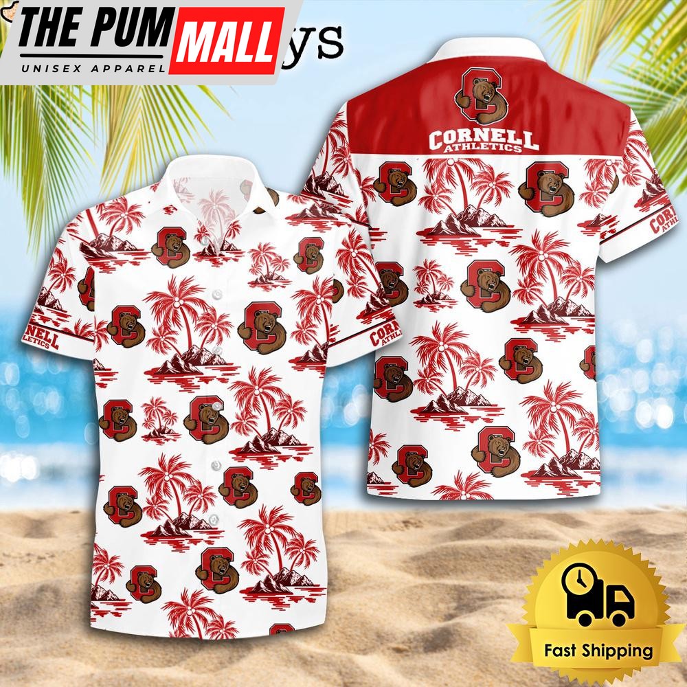 NCAA Cornell Big Red Coconut Island Logo Hawaiian Shirts