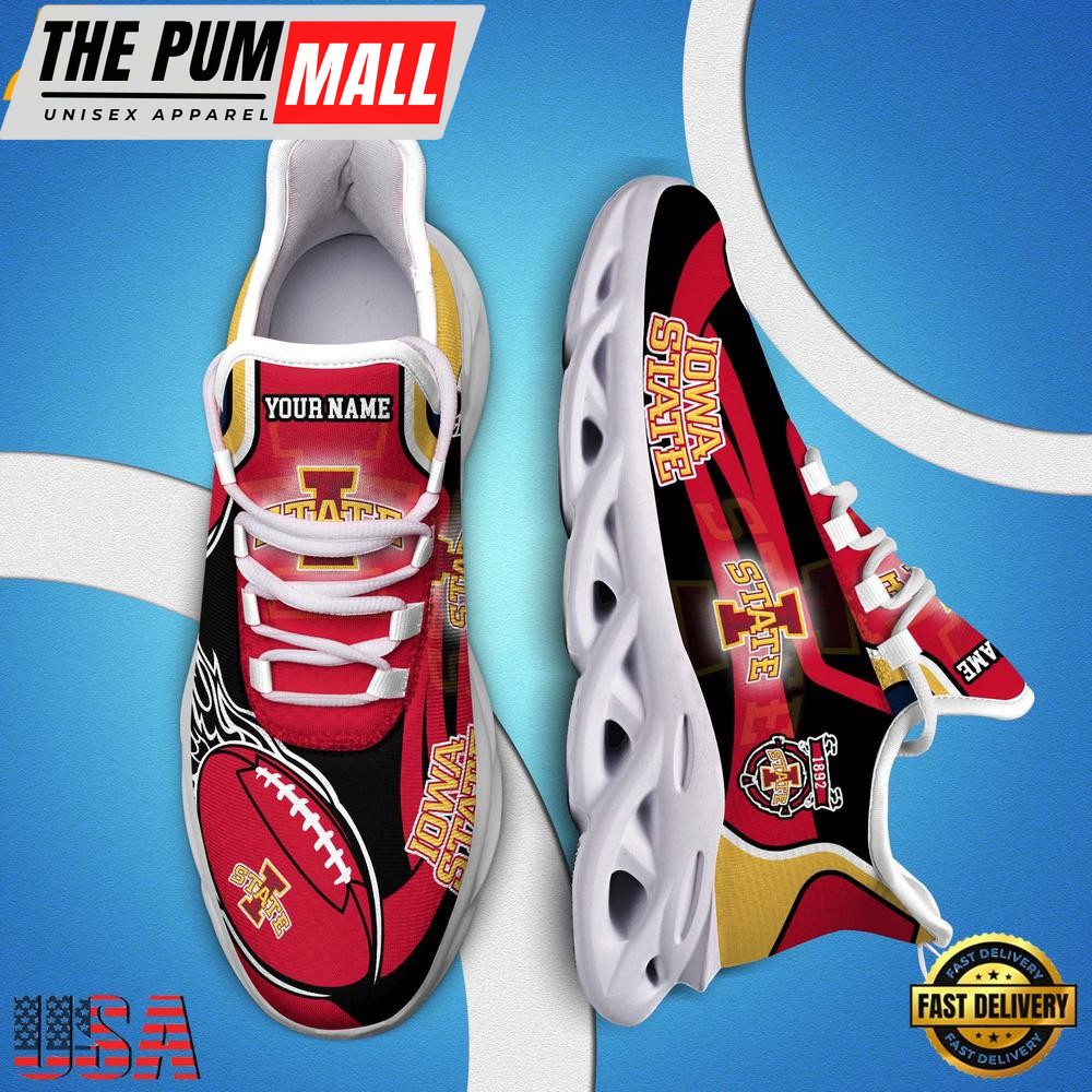 NCAA Custom Name Iowa State Cyclones Team Sport Max Soul Shoes Running Sneakers