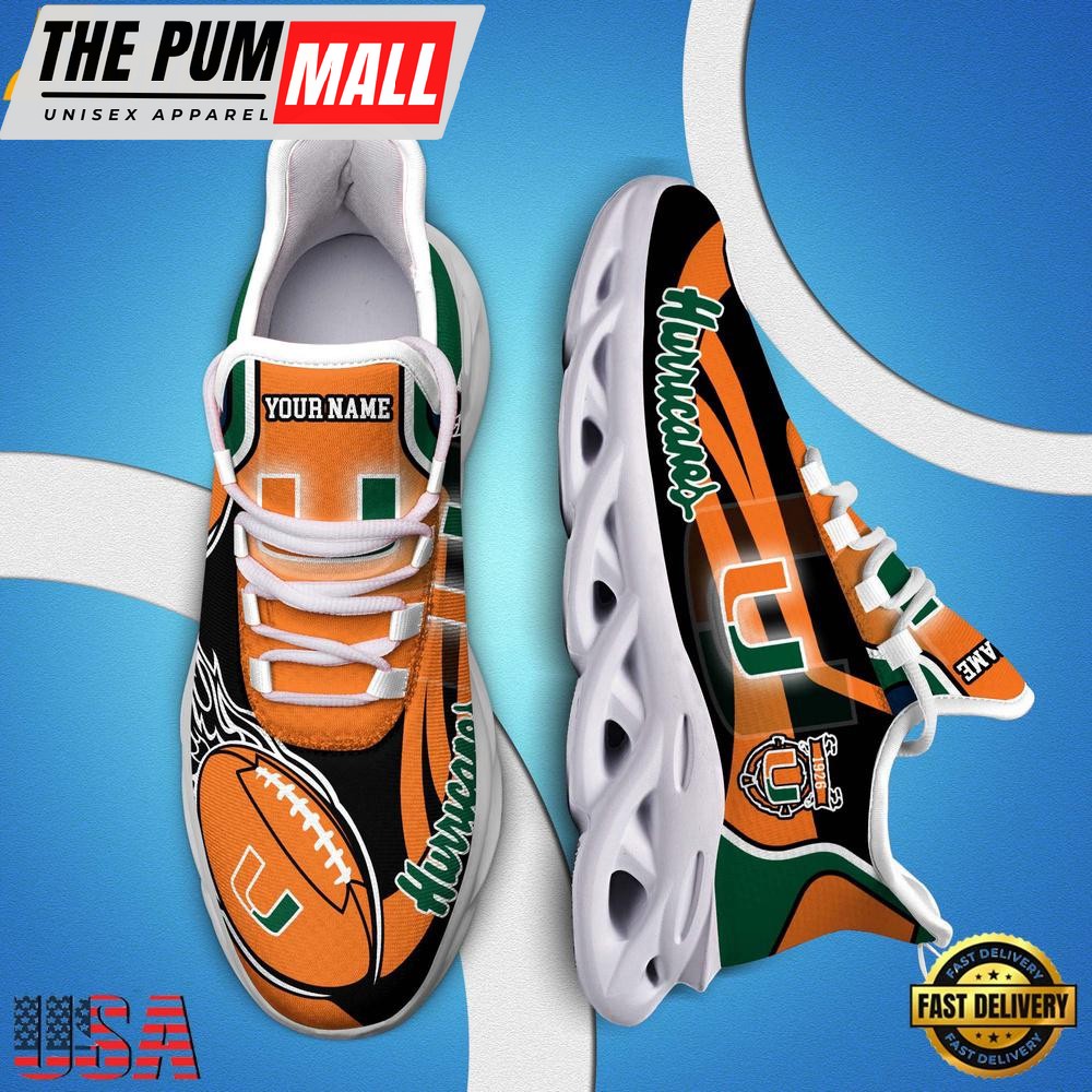 NCAA Custom Name Miami Hurricanes Team Sport Max Soul Shoes Running Sneakers