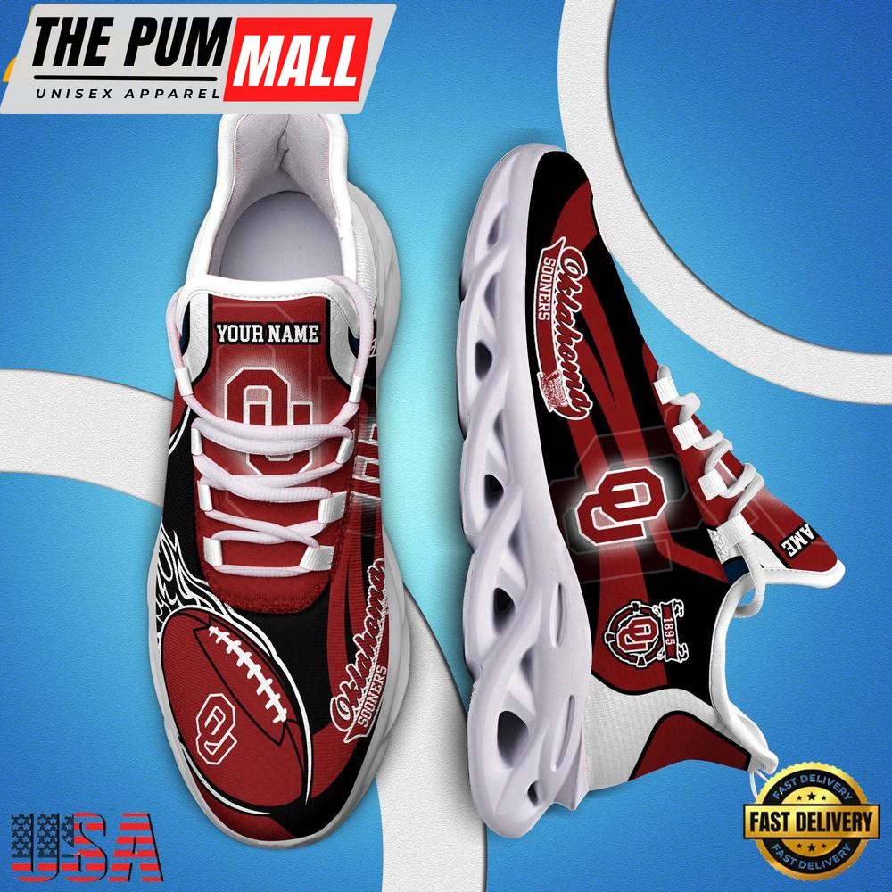 NCAA Custom Name Oklahoma Sooners Team Sport Max Soul Shoes Running Sneakers