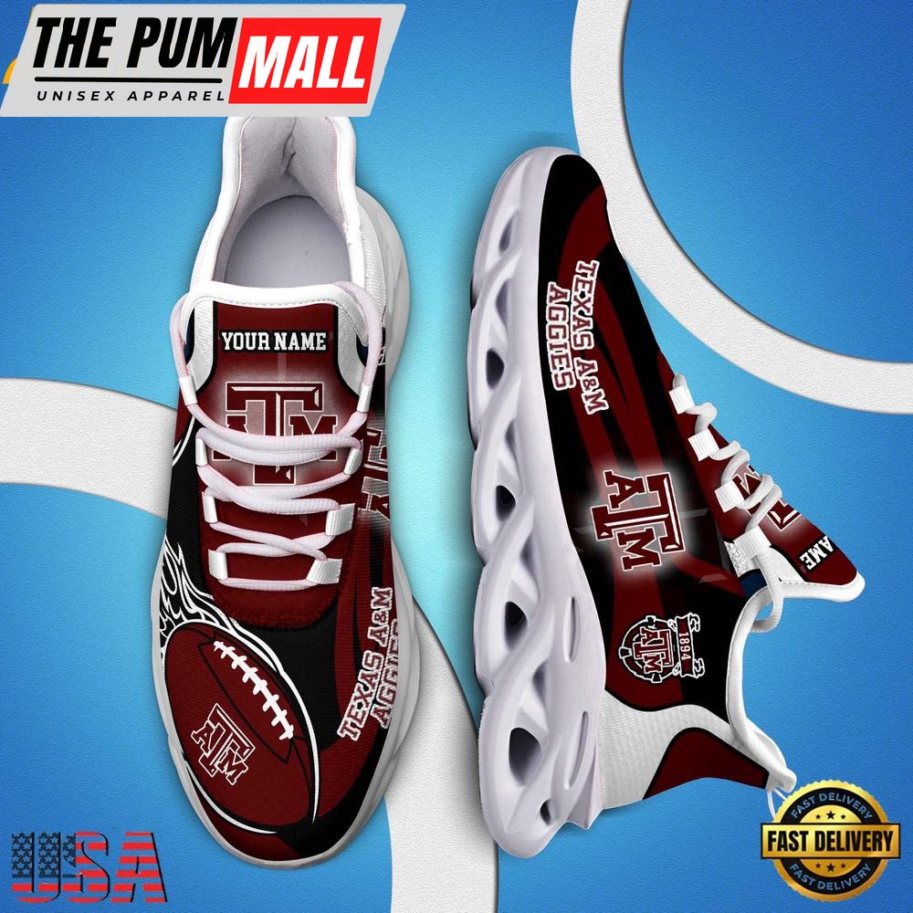 NCAA Custom Name Texas A&M Aggies Team Sport Max Soul Shoes Running Sneakers