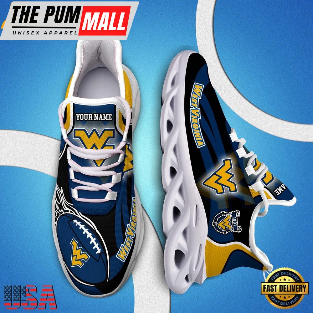 NCAA Custom Name West Virginia Mountaineers Team Sport Max Soul Shoes Running Sneakers