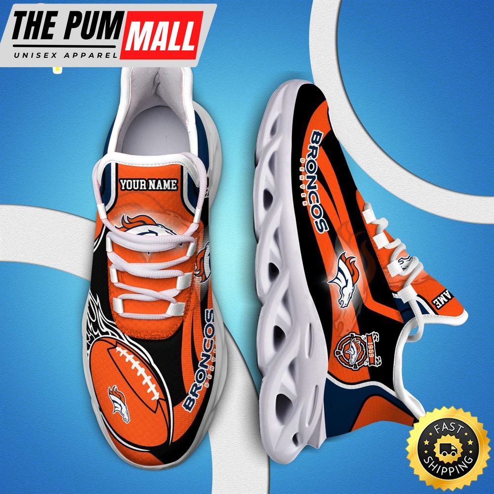 NCAA Denver Broncos White C Sneakers Personalized Your Name