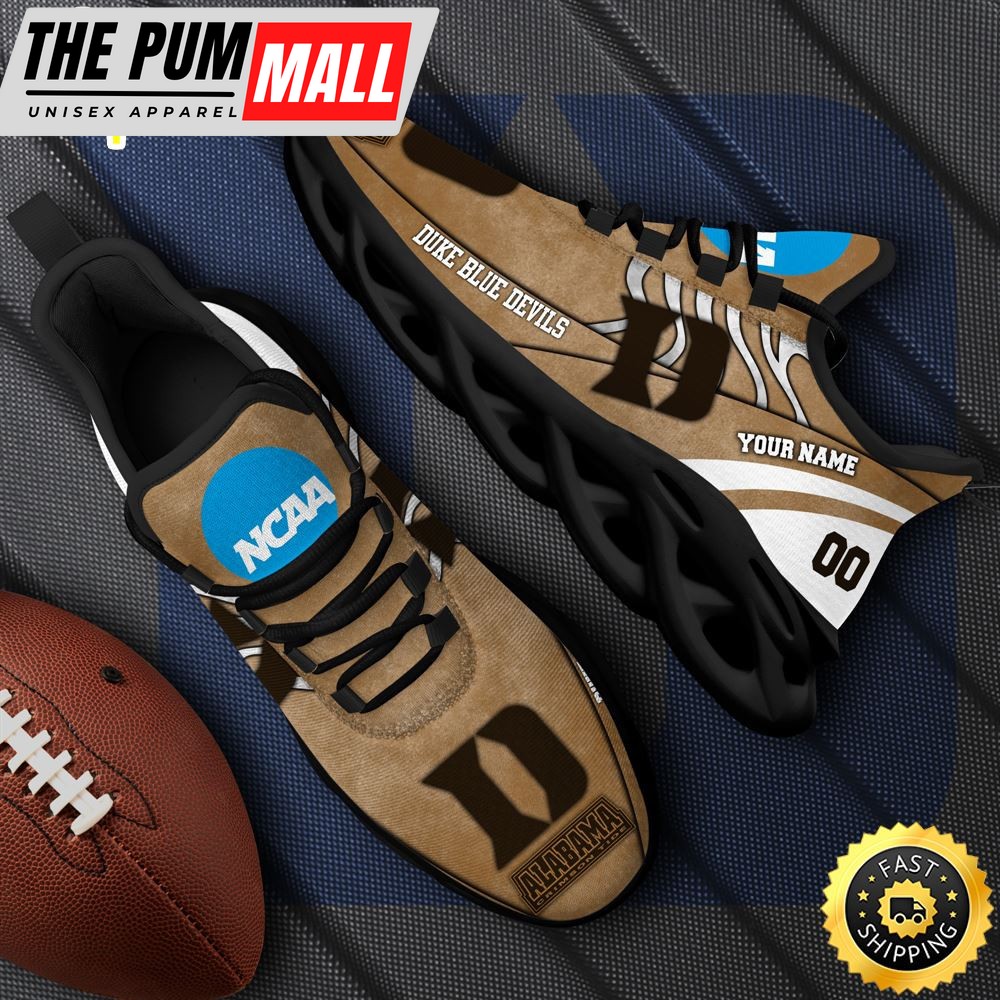 NCAA Duke Blue Devils Black Max Soul Shoes, White Max Soul Shoes Custom Your Name And Number