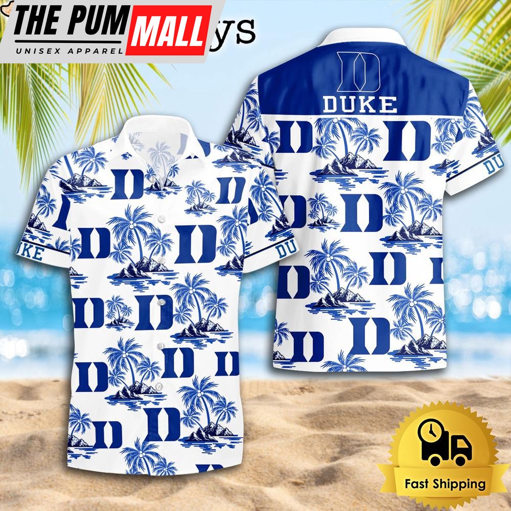 NCAA Duke Blue Devils Coconut Island Logo Hawaiian Shirts