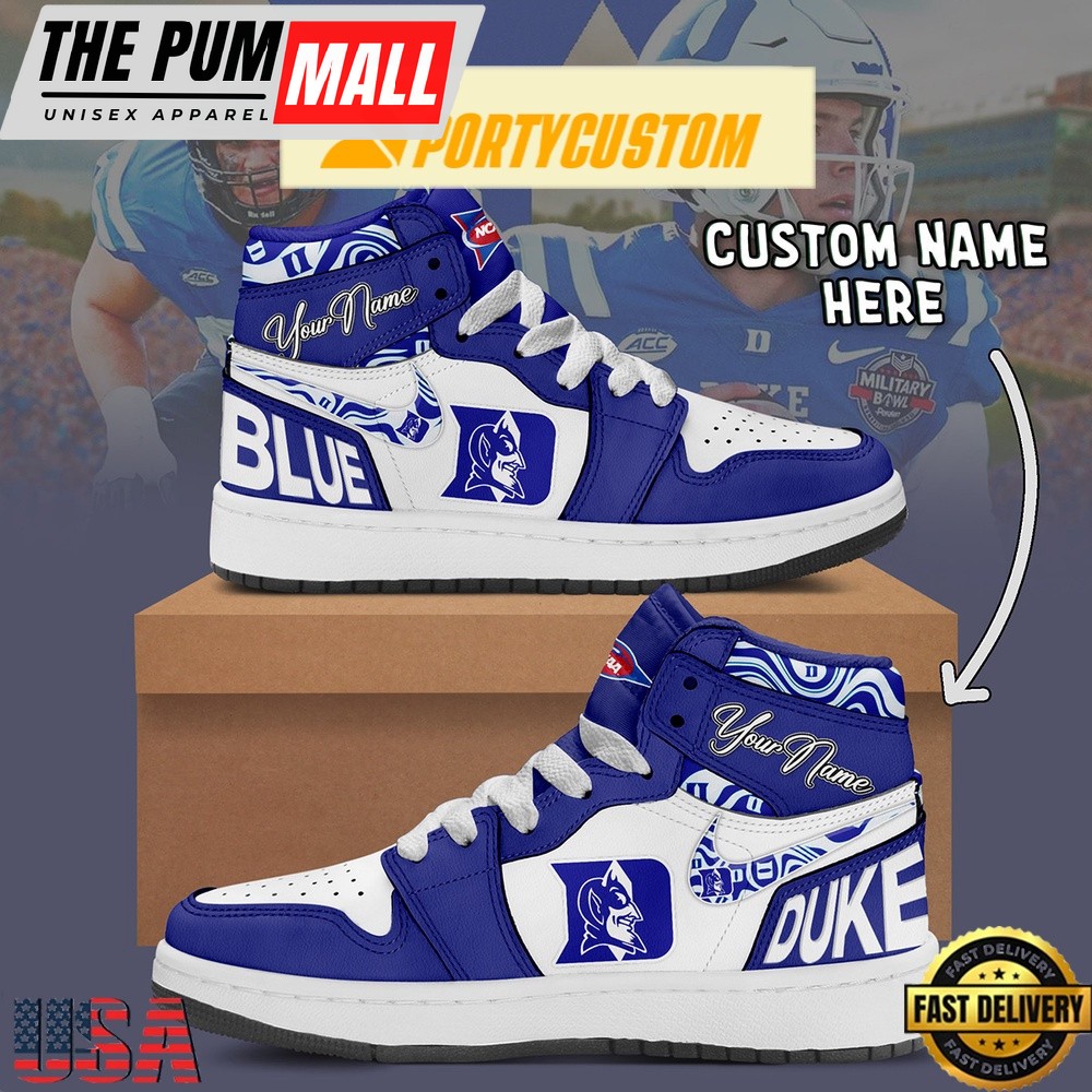 NCAA Duke Blue Devils Custom Name Air Jd 1 Shoes Running Sneakers For Men Women