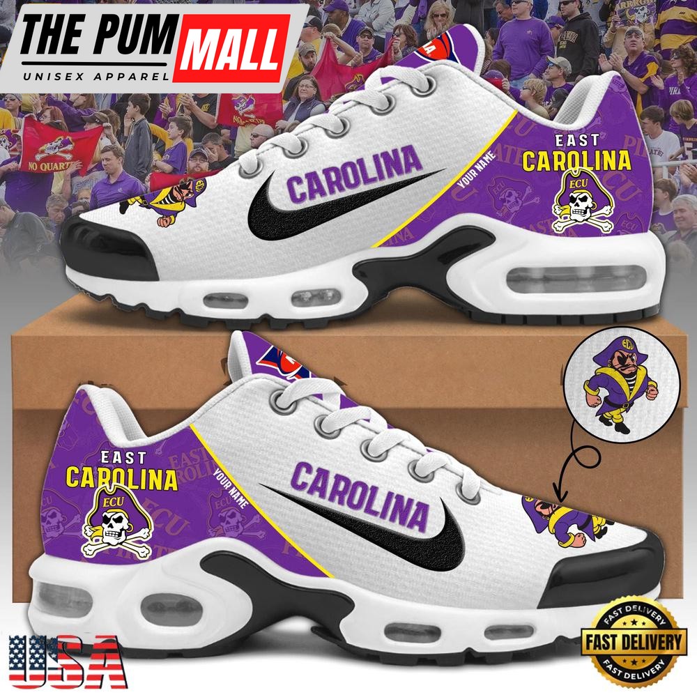 NCAA East Carolina Football Mascot Symbol Custom Name New Design Air Max Plus Shoes