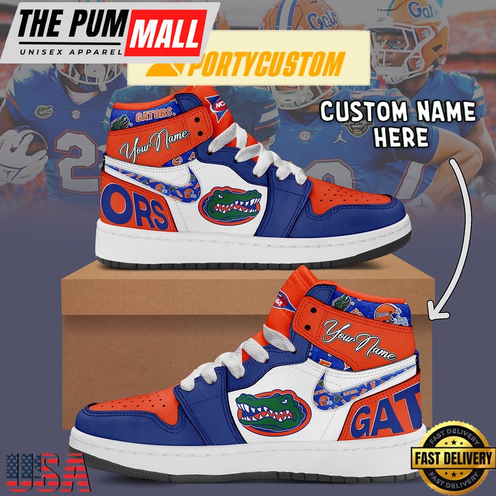 NCAA Florida Gators Custom Name Air Jd 1 Shoes Running Sneakers For Men Women