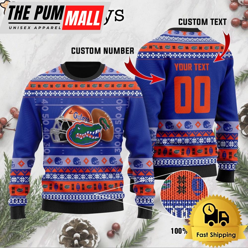 NCAA Florida Gators Football Helmet Custom Ugly Christmas Sweater