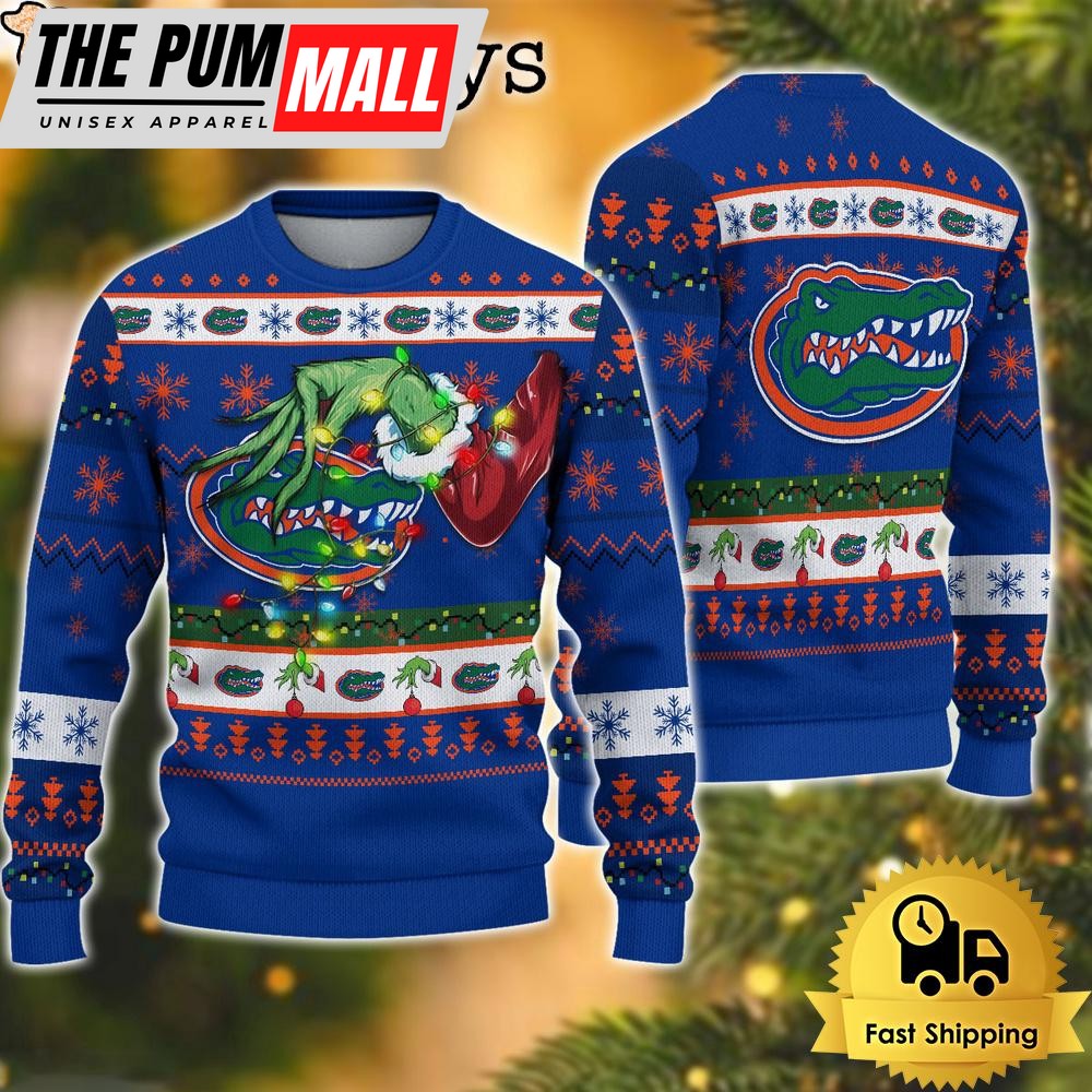 NCAA Florida Gators Merry Christmas Grinch Hand Ugly Christmas Sweater