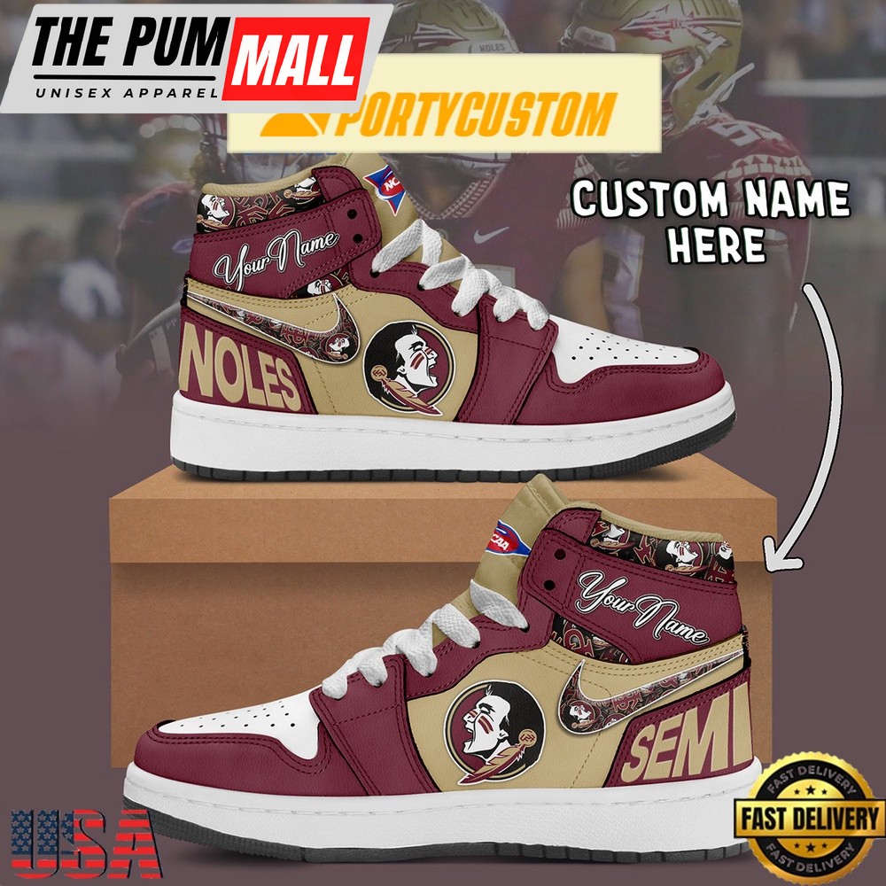 NCAA Florida State Seminoles Custom Name Air Jd 1 Shoes Running Sneakers For Men Women