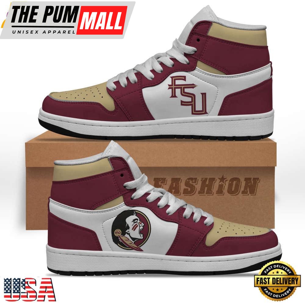 NCAA Florida State Seminoles Garnet Gold Air Jd 1 High Sneakers For Men Women