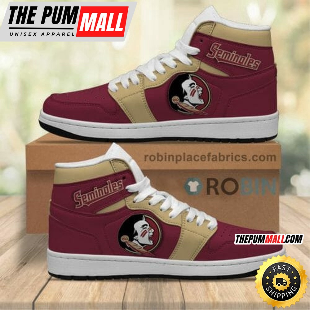 NCAA Florida State Seminoles Garnet Gold Air Jd 1 High Sneakers Legendary Air Jd Footwear