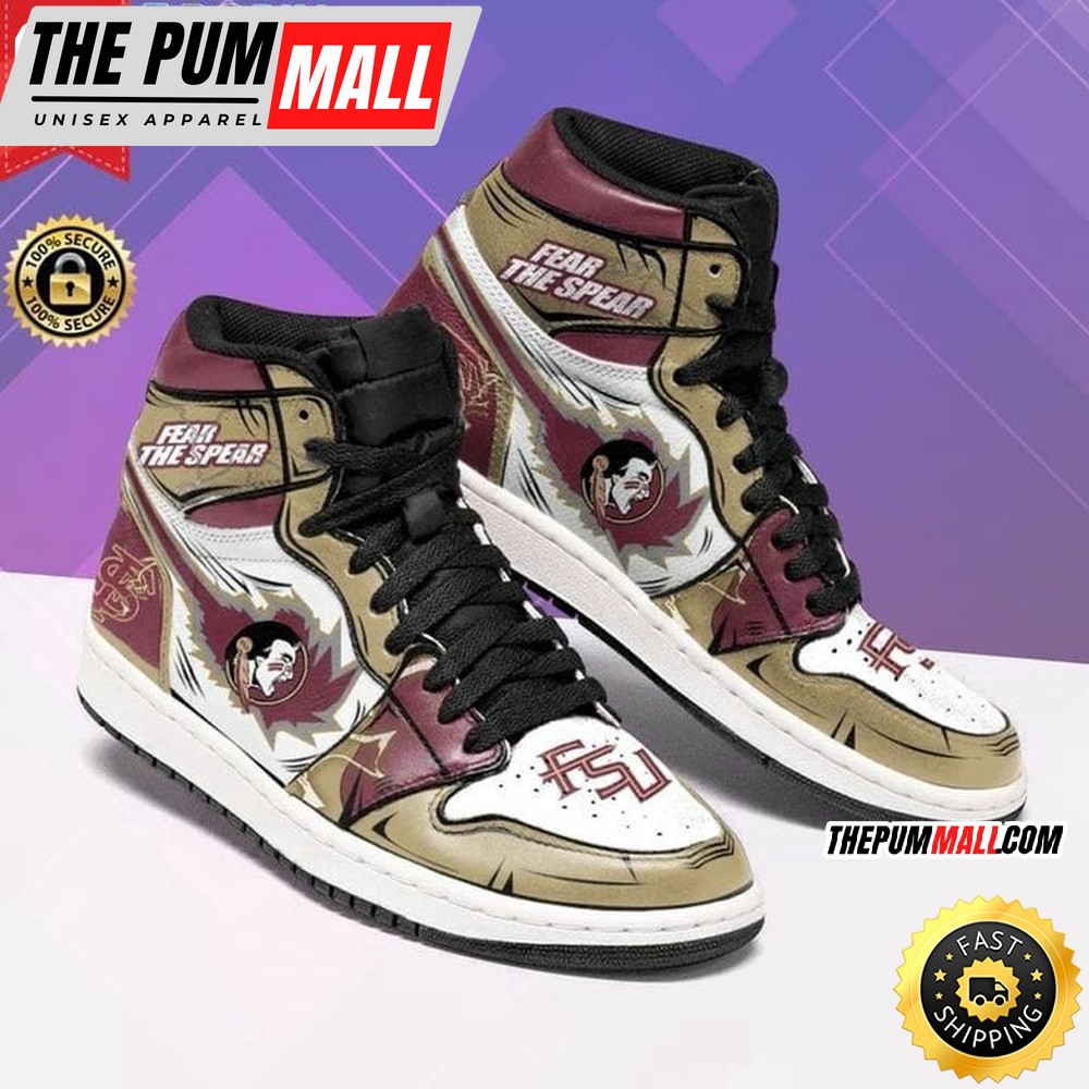 NCAA Florida State Seminoles Gold Garnet Air Jd 1 High Sneakers